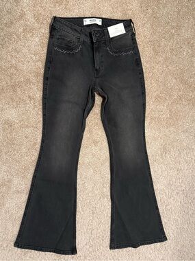 Hollister Black Flare Jeans with Subtle Stud Detail